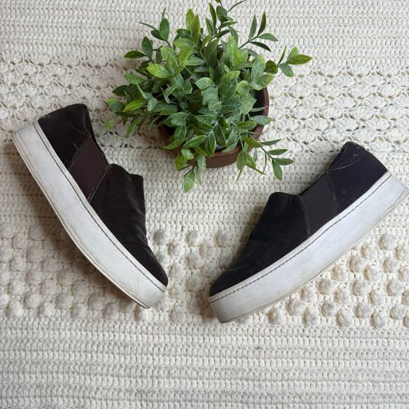 VINCE Women's Sz 10 Warren Velvet Platform Slip On Sneaker Shoes Chocolate Brown - Picture 14 of 15